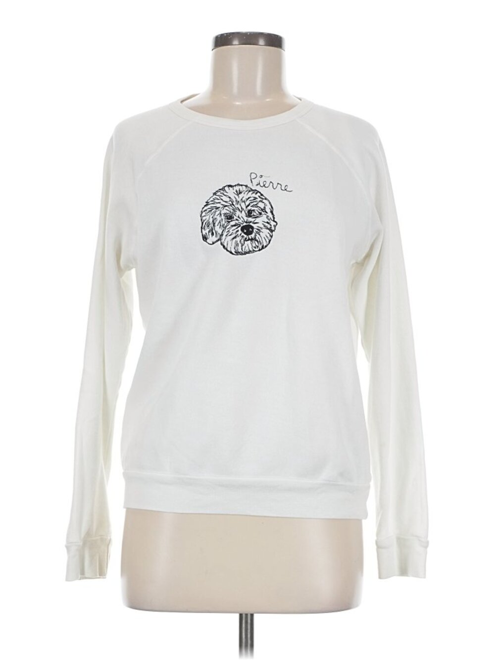 Staud x C.Bonz Size Medium White Embroidered Raglan Sweatshirt Dog Pierre ONAC